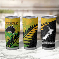Australia New Zealand Rugby Tumbler Cup Aboriginal Wallabies and Maori Black Fern Gradient Vibe LT9 - Polynesian Pride