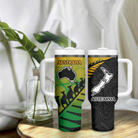 Australia New Zealand Rugby Tumbler With Handle Aboriginal Wallabies and Maori Black Fern Gradient Vibe LT9 - Polynesian Pride