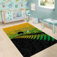 Australia New Zealand Rugby Area Rug Gradient Aboriginal Wallabies and Maori Black Fern - Polynesian Pride