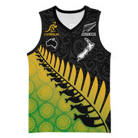 Australia New Zealand Rugby Basketball Jersey Gradient Aboriginal Wallabies and Maori Black Fern LT9 Unisex Gradient - Polynesian Pride