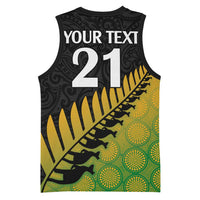 Australia New Zealand Rugby Basketball Jersey Gradient Aboriginal Wallabies and Maori Black Fern LT9 - Polynesian Pride