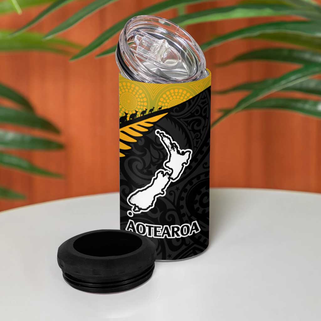 Australia New Zealand Rugby 4 in 1 Can Cooler Tumbler Gradient Aboriginal Wallabies and Maori Black Fern LT9 - Polynesian Pride