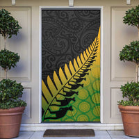 Australia New Zealand Rugby Door Cover Gradient Aboriginal Wallabies and Maori Black Fern LT9 Gradient - Polynesian Pride