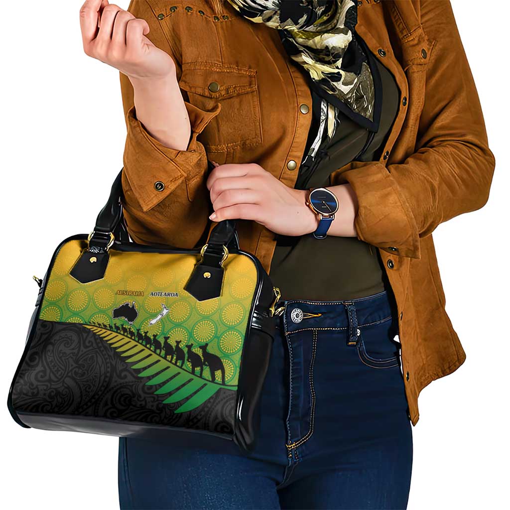 Australia New Zealand Rugby Shoulder Handbag Gradient Aboriginal Wallabies and Maori Black Fern - Polynesian Pride