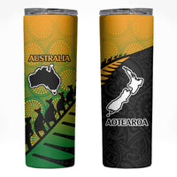 Australia New Zealand Rugby Skinny Tumbler Gradient Aboriginal Wallabies and Maori Black Fern LT9 Gradient - Polynesian Pride