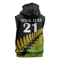 Australia New Zealand Rugby Sleeveless Hoodie Gradient Aboriginal Wallabies and Maori Black Fern LT9 - Polynesian Pride