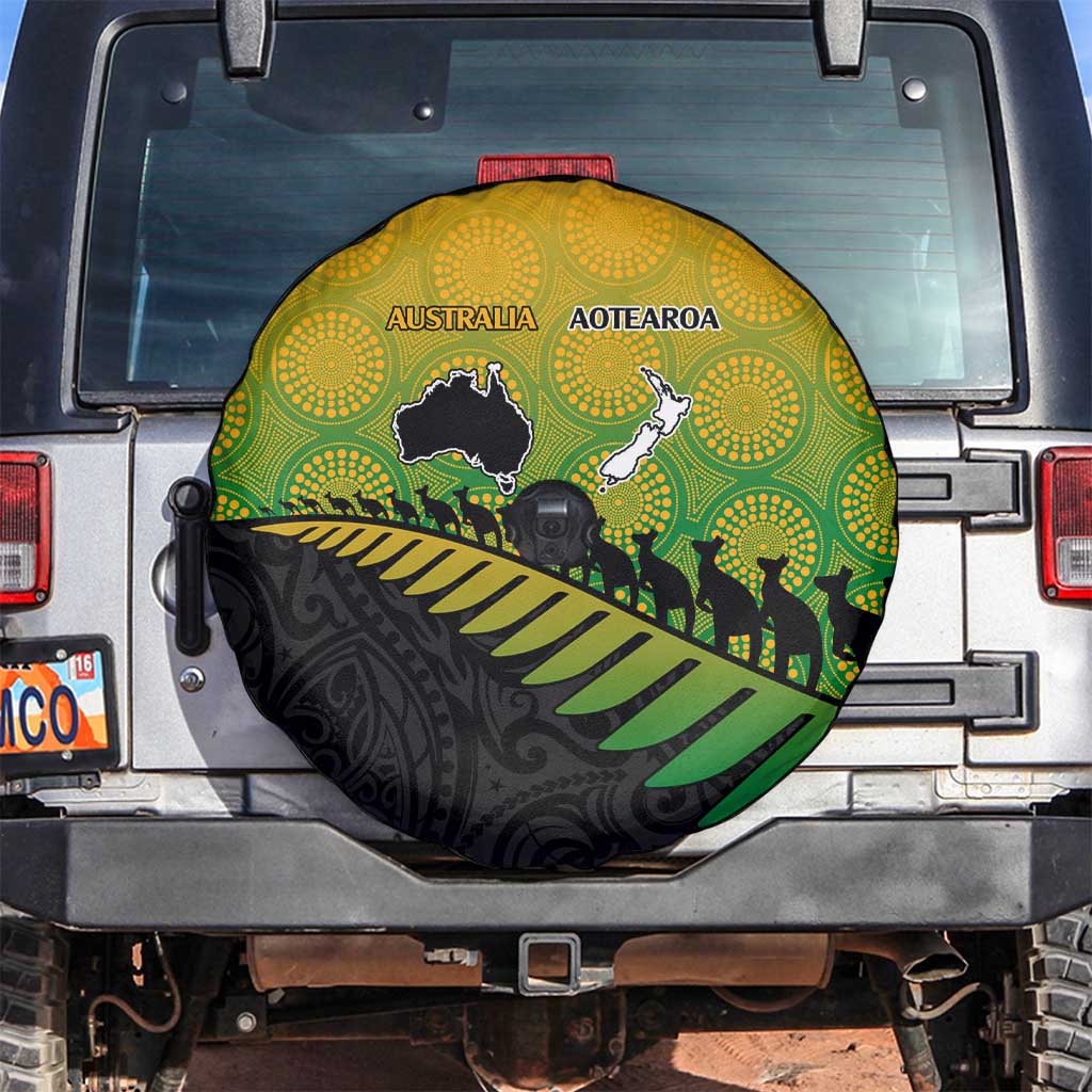 Australia New Zealand Rugby Spare Tire Cover Gradient Aboriginal Wallabies and Maori Black Fern LT9 Gradient - Polynesian Pride