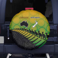 Australia New Zealand Rugby Spare Tire Cover Gradient Aboriginal Wallabies and Maori Black Fern LT9 No hole Gradient - Polynesian Pride