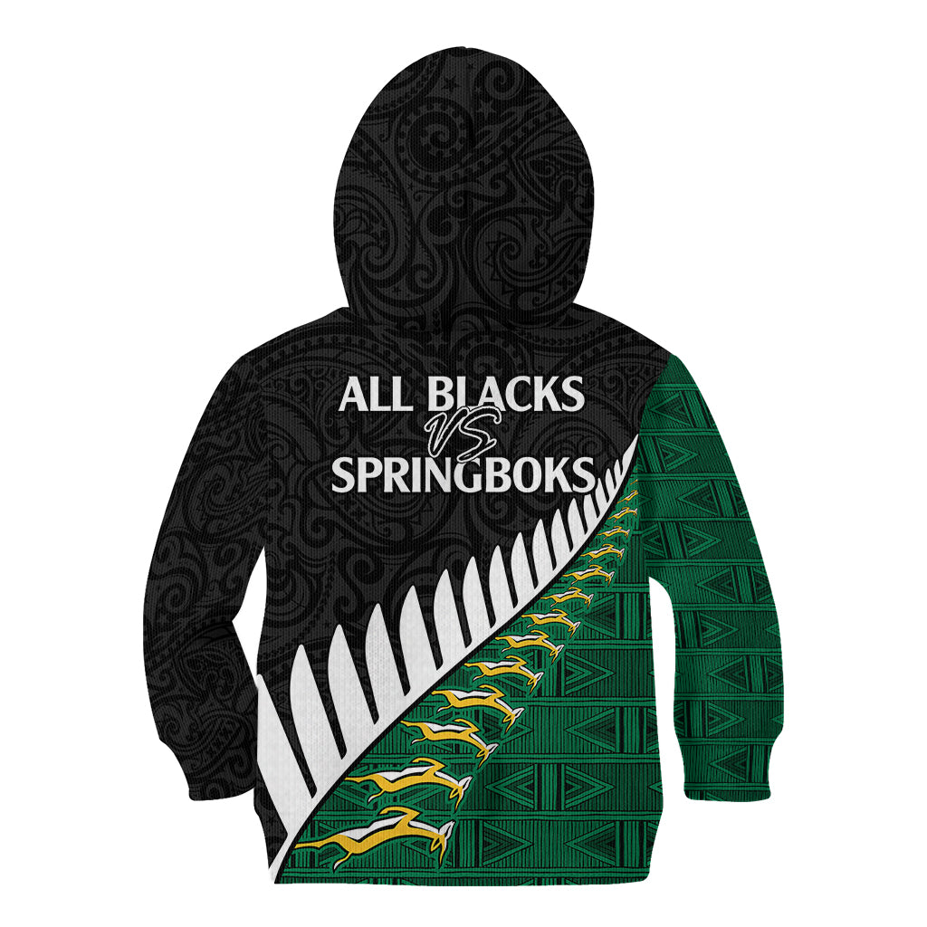 South Africa and Aotearoa Rugby Kid Hoodie Springboks Black Fern Maori Vibe LT9 - Polynesian Pride
