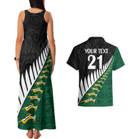 Custom South Africa and Aotearoa Rugby Couples Matching Tank Maxi Dress And Hawaiian Shirt Springboks Black Fern Maori Vibe LT9 - Polynesian Pride