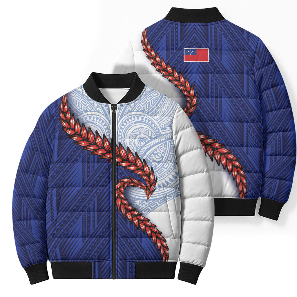 Ula Fala Red Samoa Chief Bomber Puffer Jacket Samoan Art Black Tribal LT9 - Polynesian Pride
