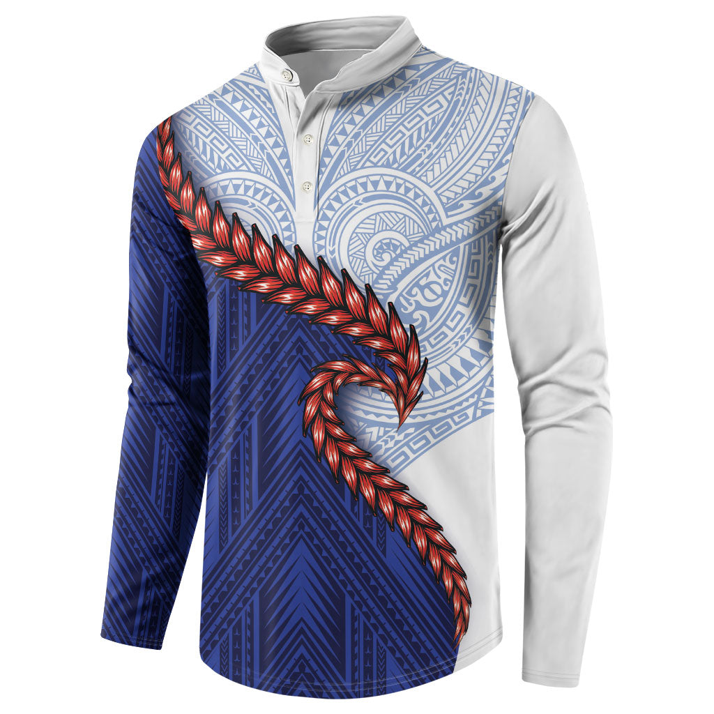 Ula Fala Red Samoa Chief Button Sweatshirt Samoan Art Black Tribal LT9 - Polynesian Pride
