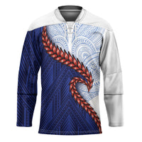 Ula Fala Red Samoa Chief Hockey Jersey Samoan Art Black Tribal LT9 Unisex Blue - Polynesian Pride
