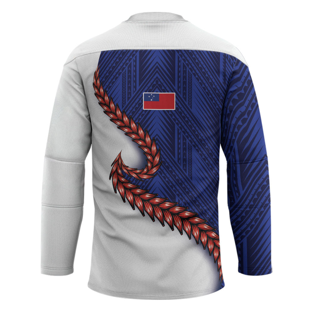 Ula Fala Red Samoa Chief Hockey Jersey Samoan Art Black Tribal LT9 - Polynesian Pride