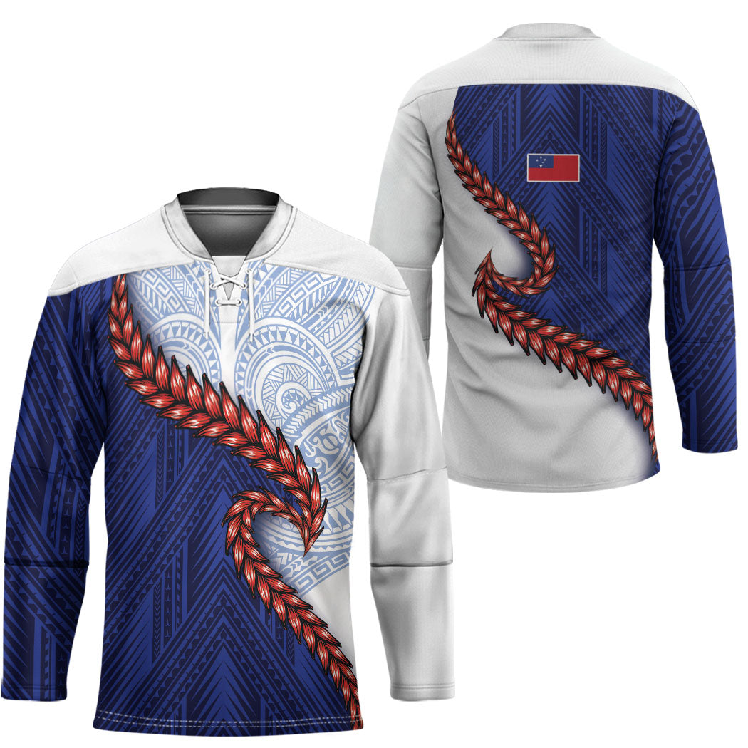 Ula Fala Red Samoa Chief Hockey Jersey Samoan Art Black Tribal LT9 - Polynesian Pride