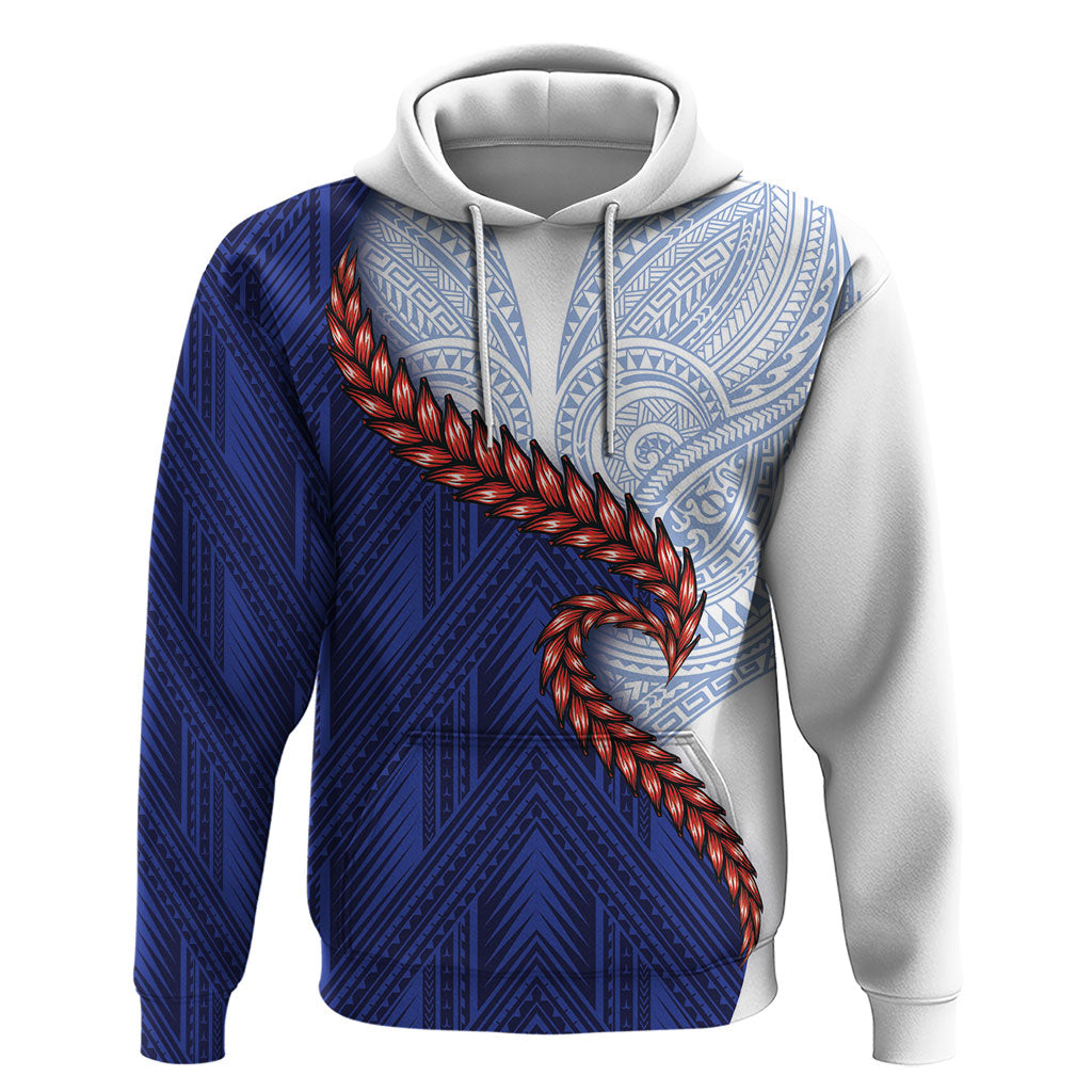 Ula Fala Red Samoa Chief Hoodie Samoan Art Black Tribal LT9 Pullover Hoodie Blue - Polynesian Pride