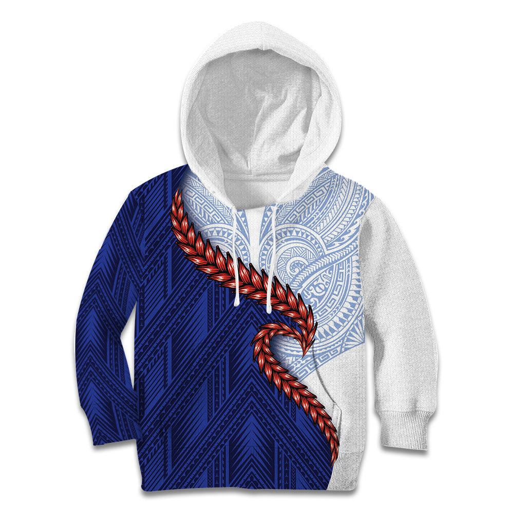 Ula Fala Red Samoa Chief Kid Hoodie Samoan Art Black Tribal LT9 Hoodie Blue - Polynesian Pride