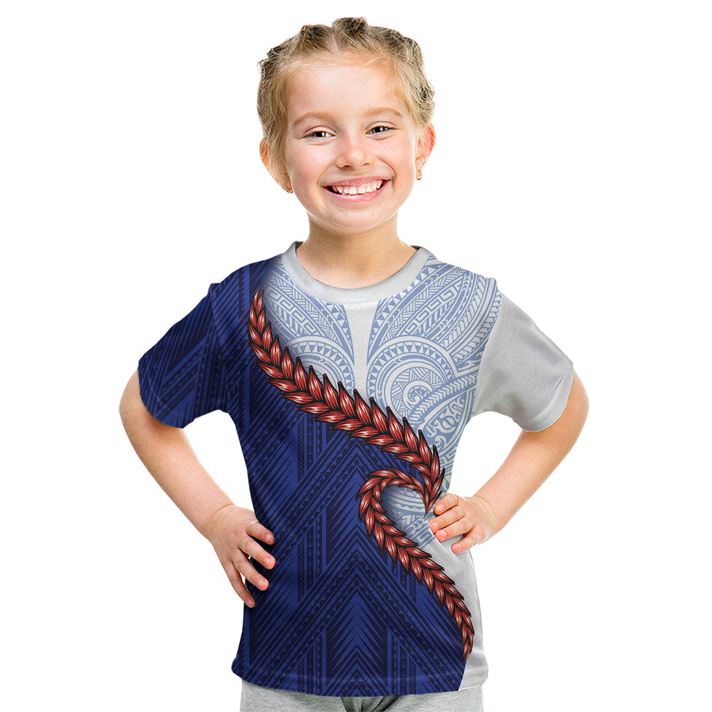 Ula Fala Red Samoa Chief Kid T Shirt Samoan Art Black Tribal LT9 Blue - Polynesian Pride