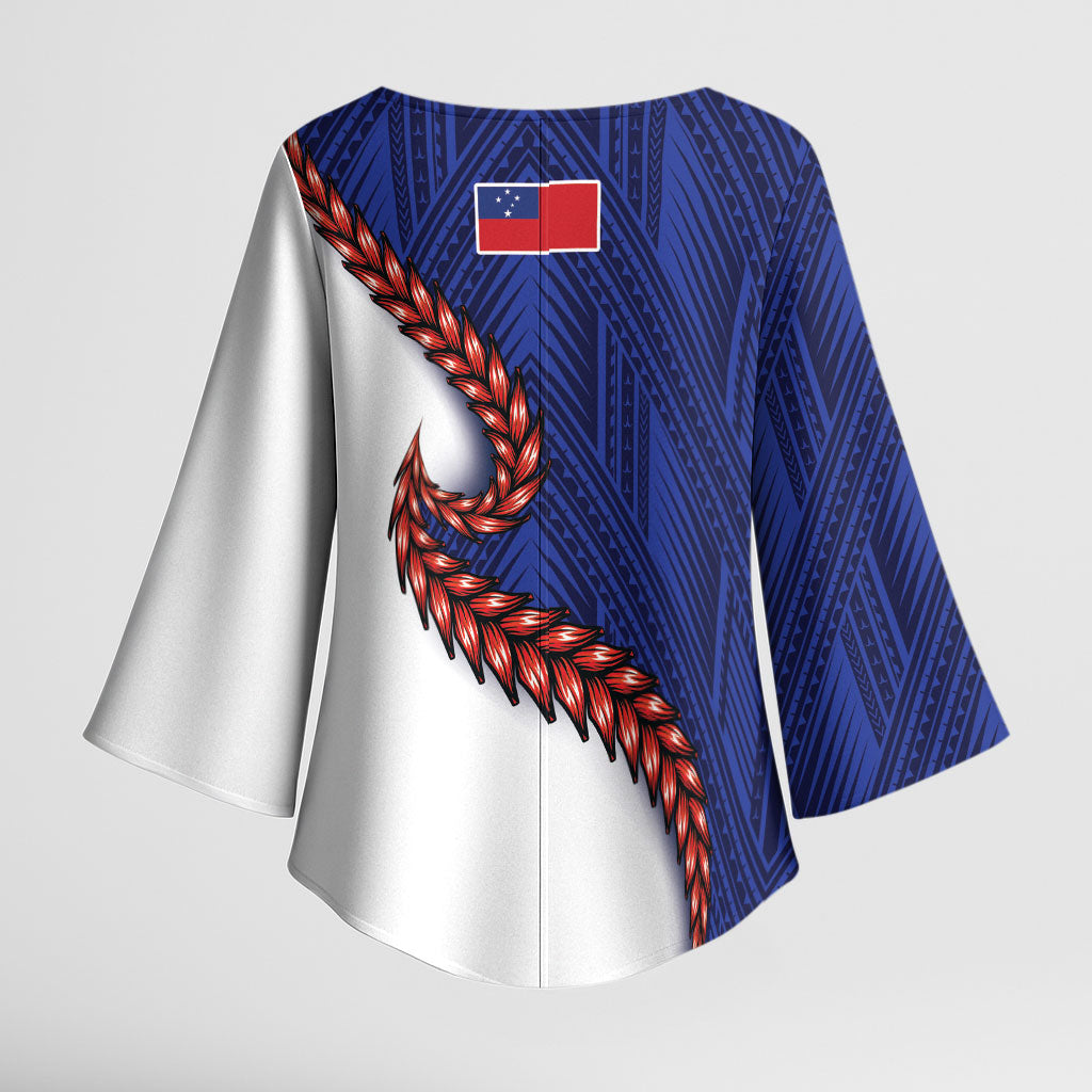 Ula Fala Red Samoa Chief Kimono Sleeve Blouse Samoan Art Black Tribal LT9 - Polynesian Pride