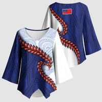 Ula Fala Red Samoa Chief Kimono Sleeve Blouse Samoan Art Black Tribal LT9 - Polynesian Pride