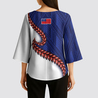 Ula Fala Red Samoa Chief Kimono Sleeve Blouse Samoan Art Black Tribal LT9 - Polynesian Pride