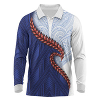 Ula Fala Red Samoa Chief Long Sleeve Polo Shirt Samoan Art Black Tribal LT9 Blue - Polynesian Pride