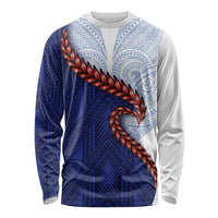 Ula Fala Red Samoa Chief Long Sleeve Shirt Samoan Art Black Tribal LT9 Unisex Blue - Polynesian Pride