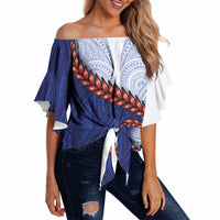 Ula Fala Red Samoa Chief Off Shoulder Wrap Waist Top Samoan Art Black Tribal LT9 - Polynesian Pride