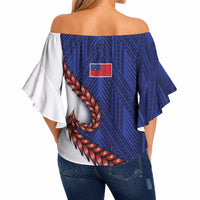 Ula Fala Red Samoa Chief Off Shoulder Wrap Waist Top Samoan Art Black Tribal LT9 - Polynesian Pride