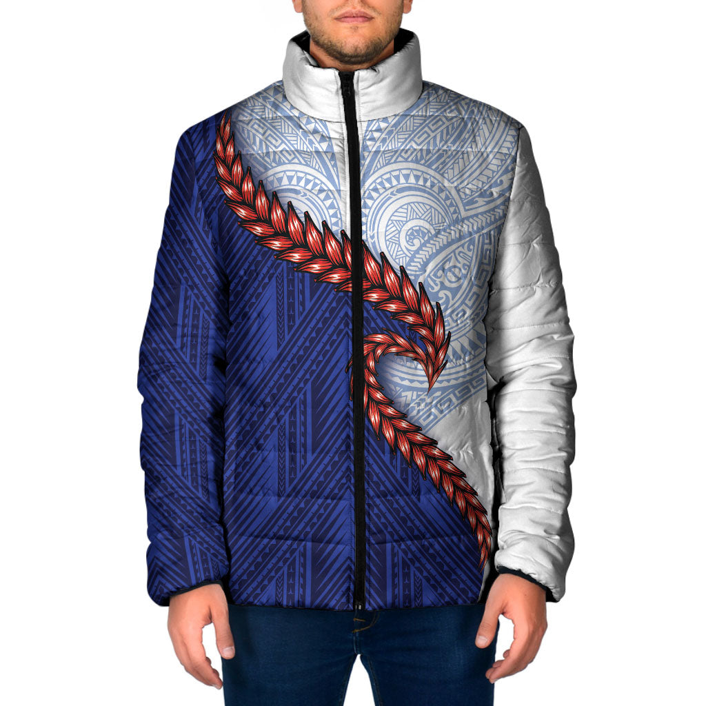Ula Fala Red Samoa Chief Padded Jacket Samoan Art Black Tribal LT9 Men Blue - Polynesian Pride