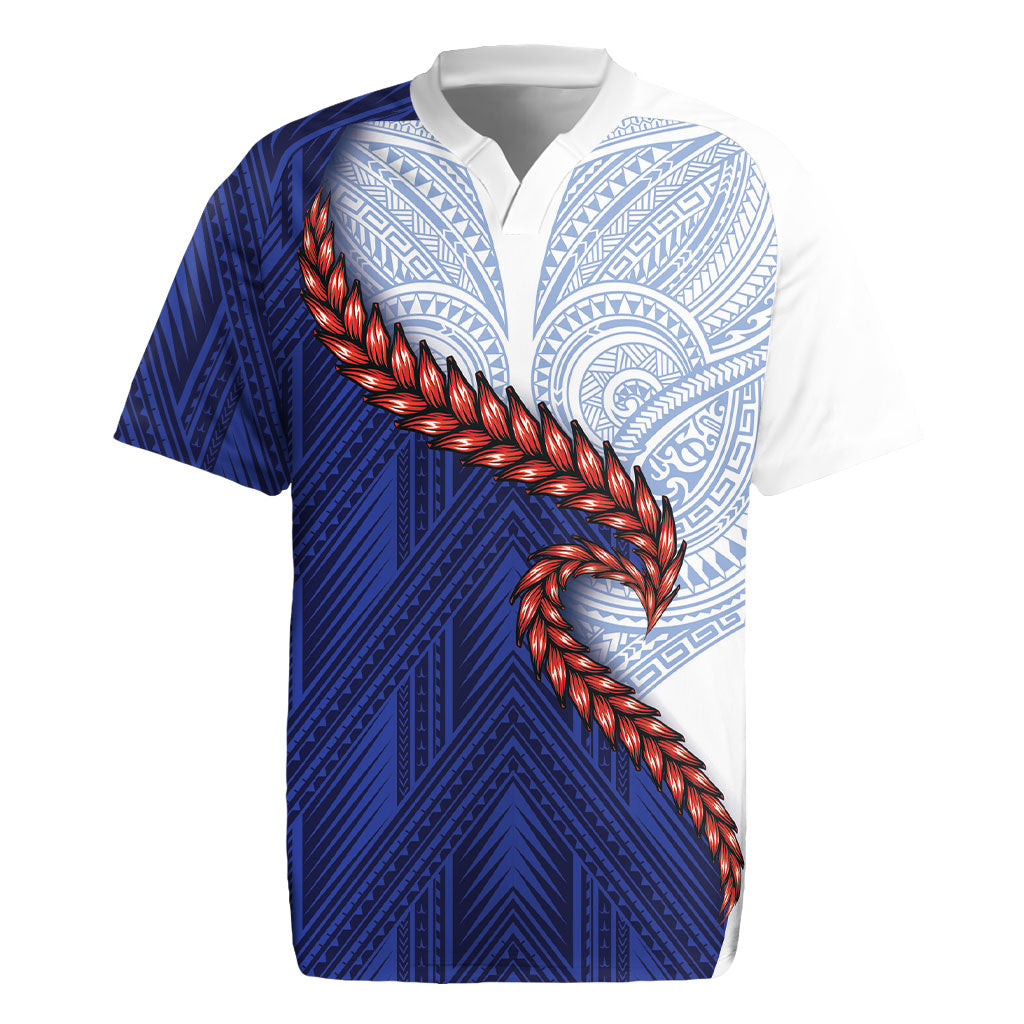 Ula Fala Red Samoa Chief Rugby Jersey Samoan Art Black Tribal LT9 Blue - Polynesian Pride