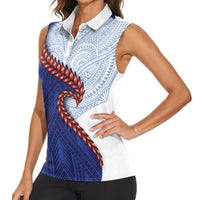 Ula Fala Red Samoa Chief Women Sleeveless Polo Shirt Samoan Art Black Tribal LT9 - Polynesian Pride