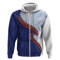 Ula Fala Red Samoa Chief Zip Hoodie Samoan Art Black Tribal LT9 Zip Hoodie Blue - Polynesian Pride