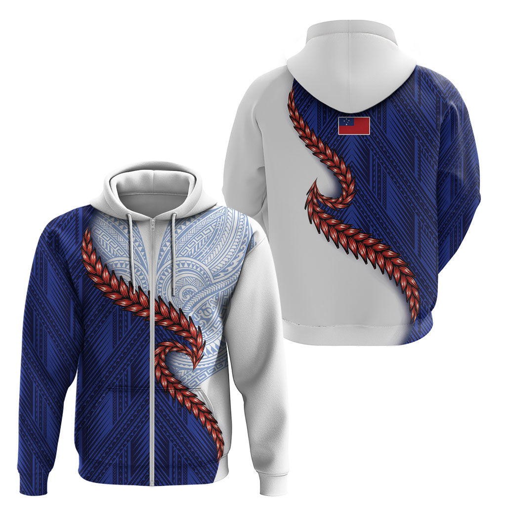 Ula Fala Red Samoa Chief Zip Hoodie Samoan Art Black Tribal LT9 - Polynesian Pride