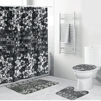 Black Hawaiian Tapa Tribal Hibiscus Bathroom Set LT9 Bathroom Set (4 pcs) Black - Polynesian Pride