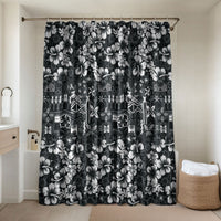 Black Hawaiian Tapa Tribal Hibiscus Bathroom Set LT9 Shower Curtain Only Black - Polynesian Pride