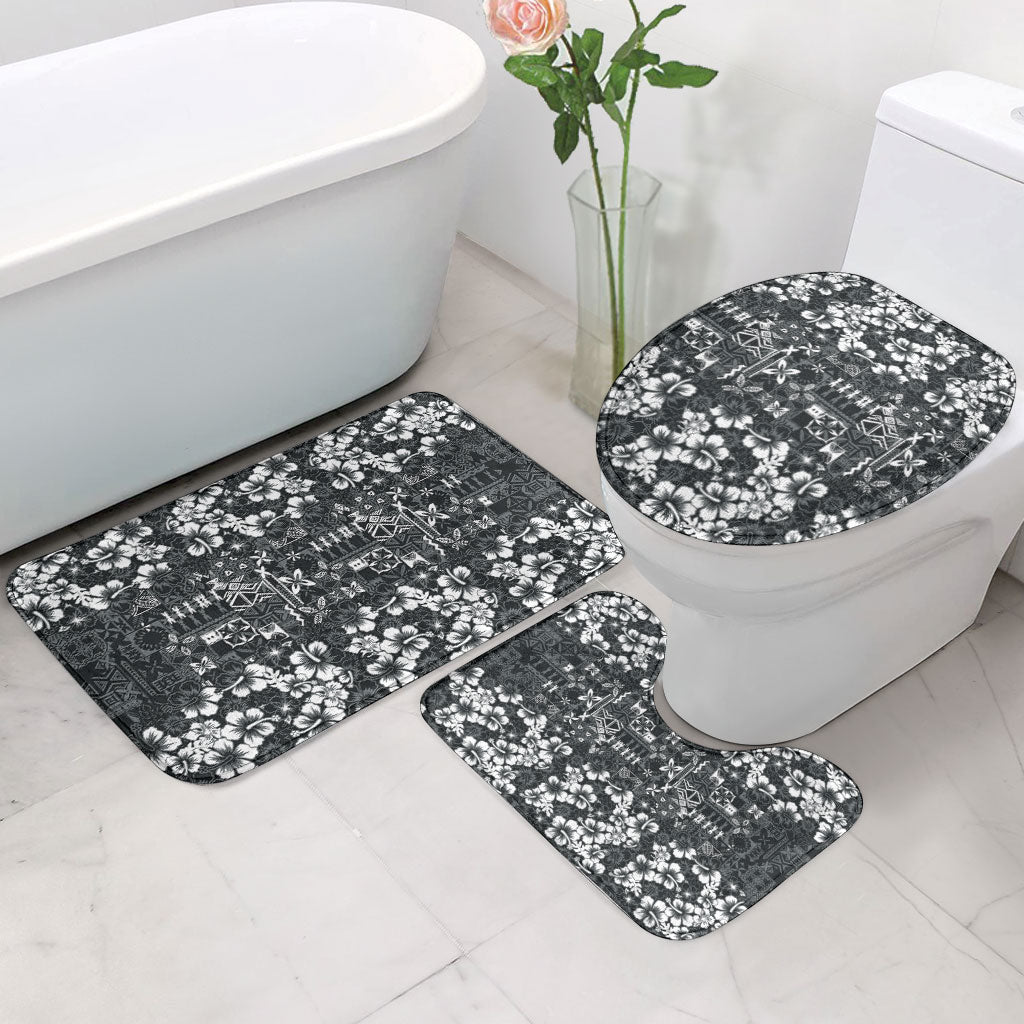 Black Hawaiian Tapa Tribal Hibiscus Bathroom Set LT9 - Polynesian Pride