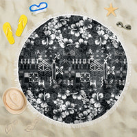 Black Hawaiian Tapa Tribal Hibiscus Beach Blanket LT9 One Size 150cm Black - Polynesian Pride