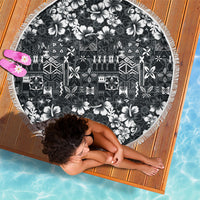 Black Hawaiian Tapa Tribal Hibiscus Beach Blanket LT9 - Polynesian Pride