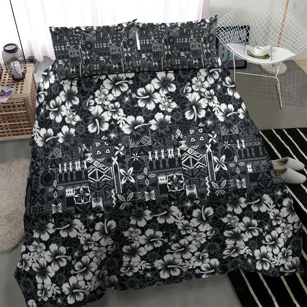 Black Hawaiian Tapa Tribal Hibiscus Bedding Set LT9 - Polynesian Pride