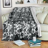 Black Hawaiian Tapa Tribal Hibiscus Blanket LT9 Black - Polynesian Pride