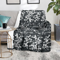 Black Hawaiian Tapa Tribal Hibiscus Blanket LT9 - Polynesian Pride