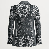 Black Hawaiian Tapa Tribal Hibiscus Blazer LT9 - Polynesian Pride