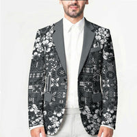Black Hawaiian Tapa Tribal Hibiscus Blazer LT9 - Polynesian Pride