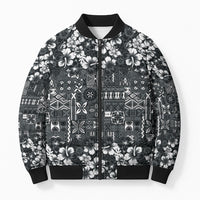 Black Hawaiian Tapa Tribal Hibiscus Bomber Puffer Jacket LT9 Unisex Black - Polynesian Pride