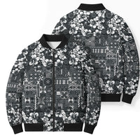 Black Hawaiian Tapa Tribal Hibiscus Bomber Puffer Jacket LT9 - Polynesian Pride