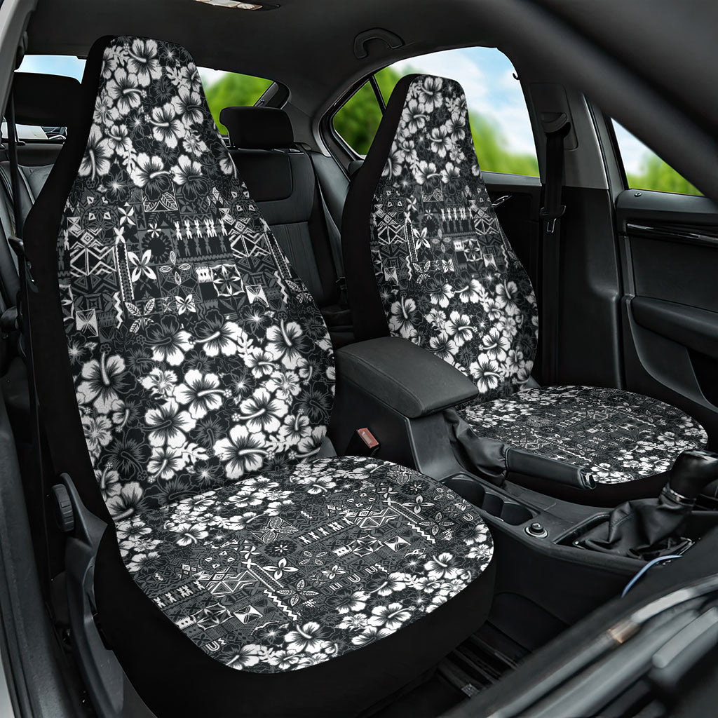 Black Hawaiian Tapa Tribal Hibiscus Car Seat Cover LT9 One Size Black - Polynesian Pride