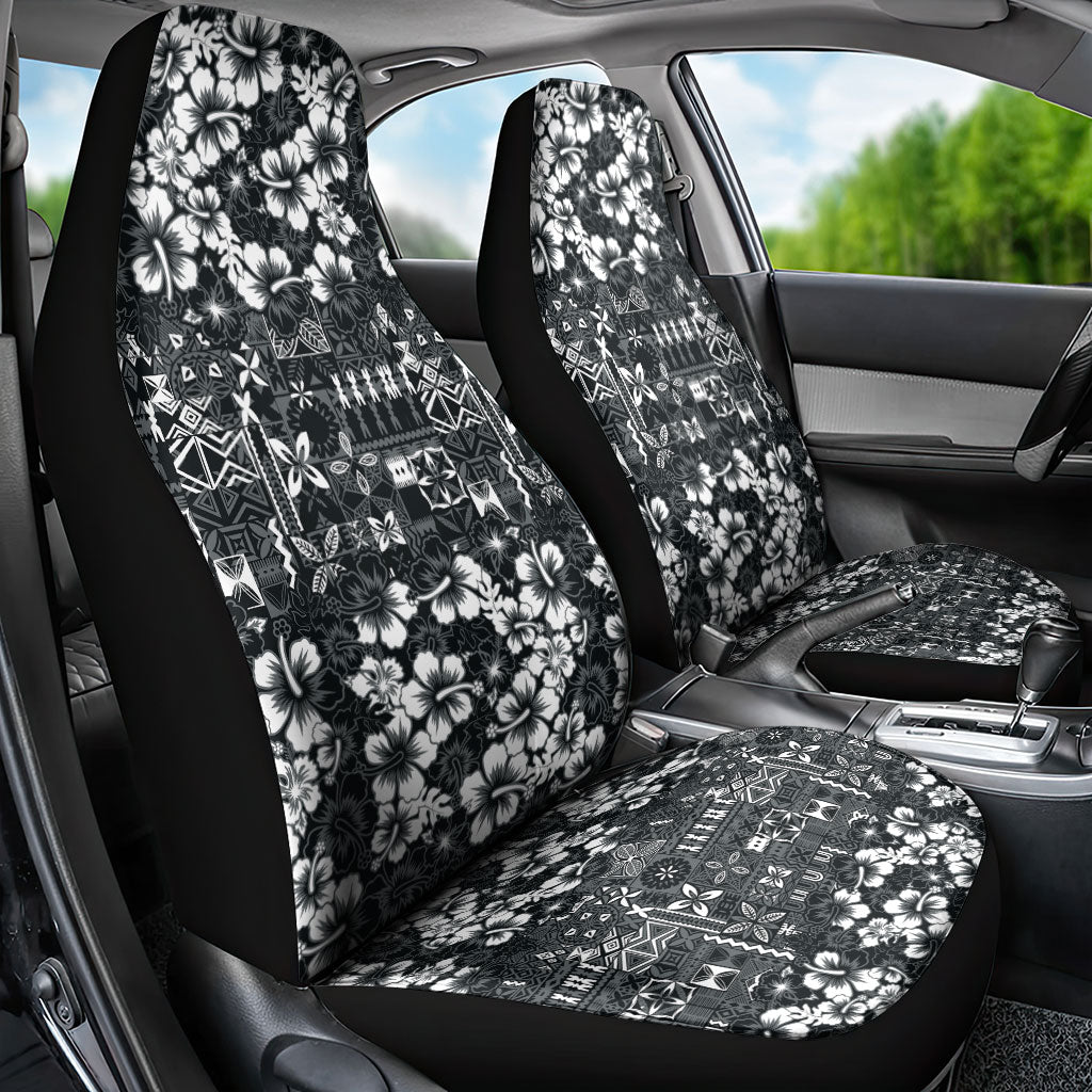 Black Hawaiian Tapa Tribal Hibiscus Car Seat Cover LT9 - Polynesian Pride