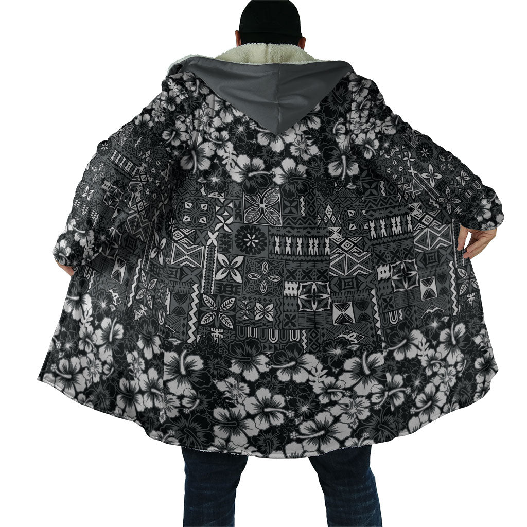 Black Hawaiian Tapa Tribal Hibiscus Cloak LT9 - Polynesian Pride