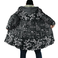 Black Hawaiian Tapa Tribal Hibiscus Cloak LT9 - Polynesian Pride